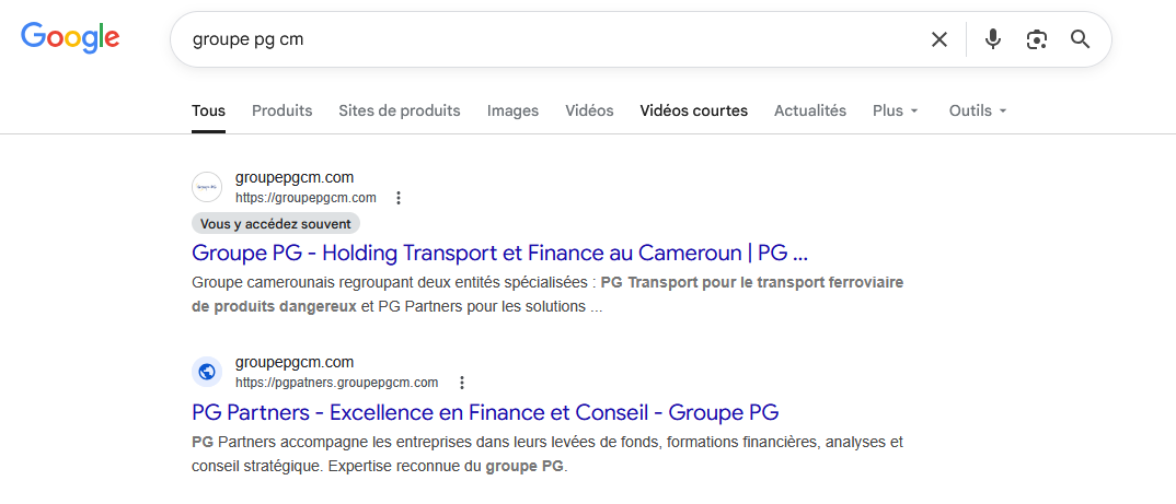Groupe PG — création de la présence web